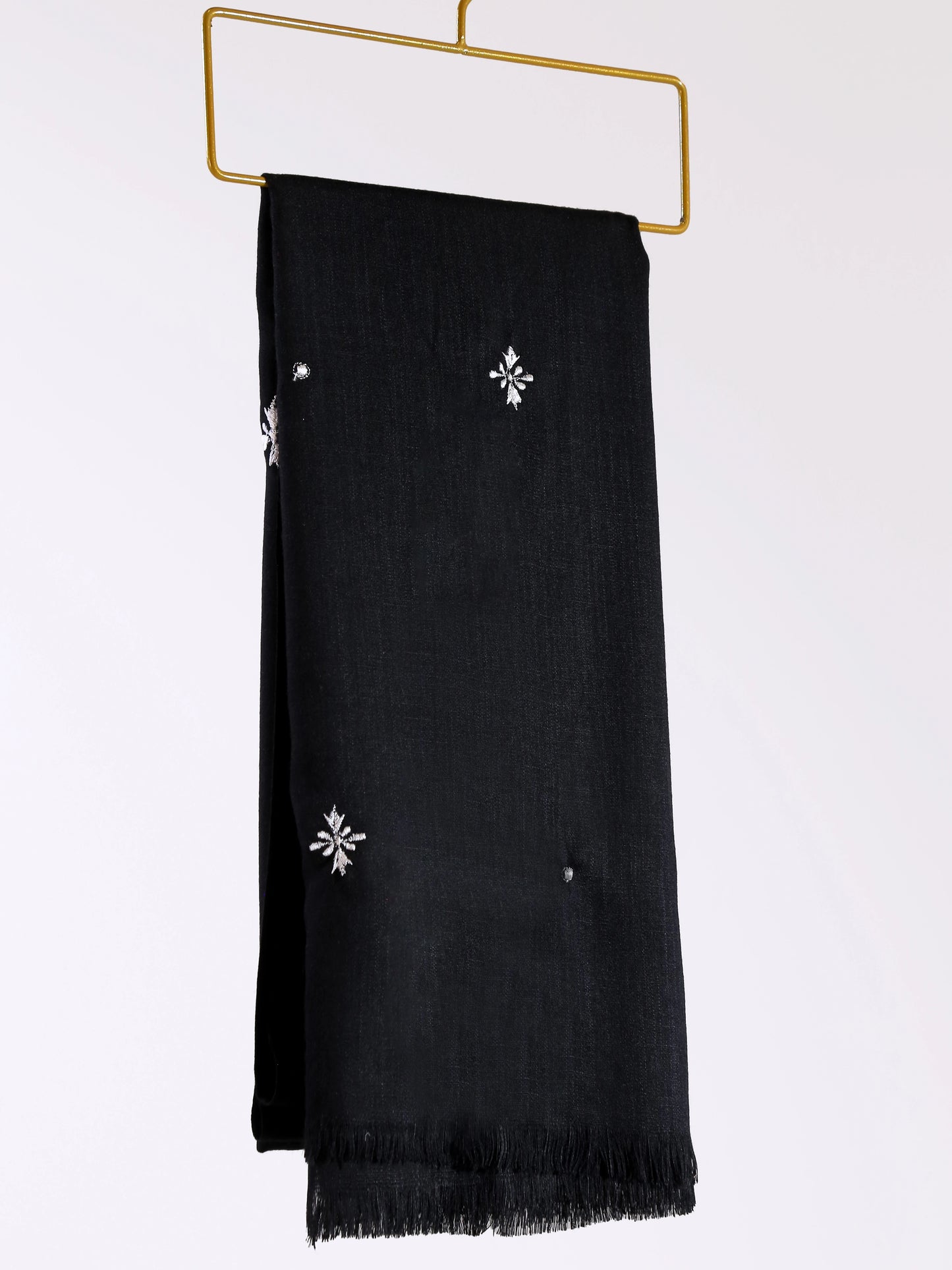 EMBROIDED TURKISH LAWN CASHMERE-Black - Hijab Styles