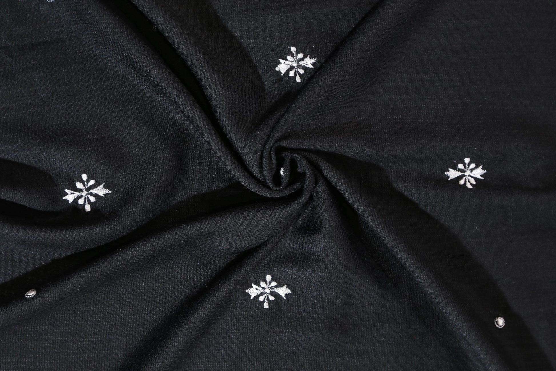 EMBROIDED TURKISH LAWN CASHMERE-Black - Hijab Styles