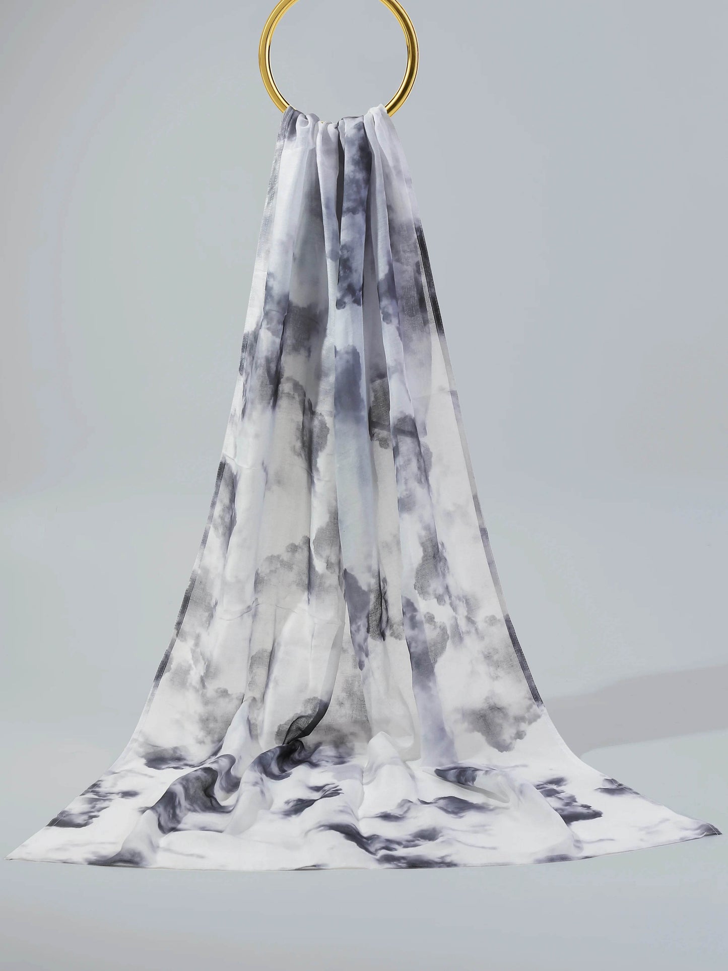 Digital Modal Stole -Cloudy White - Hijab Styles