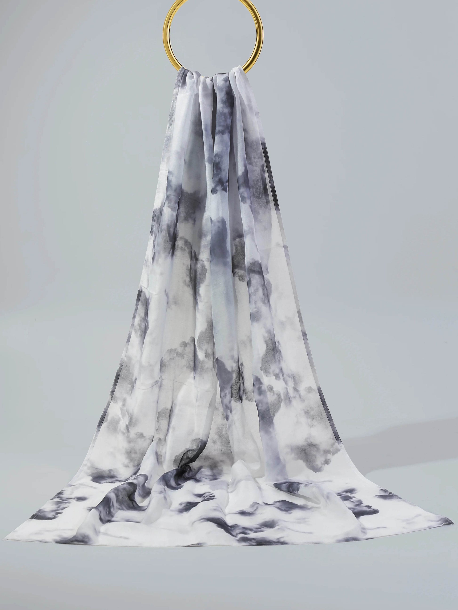 Digital Modal Stole -Cloudy White - Hijab Styles