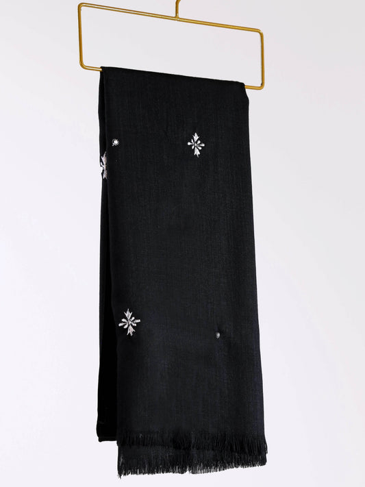 Black Embroidered Hijab for Women