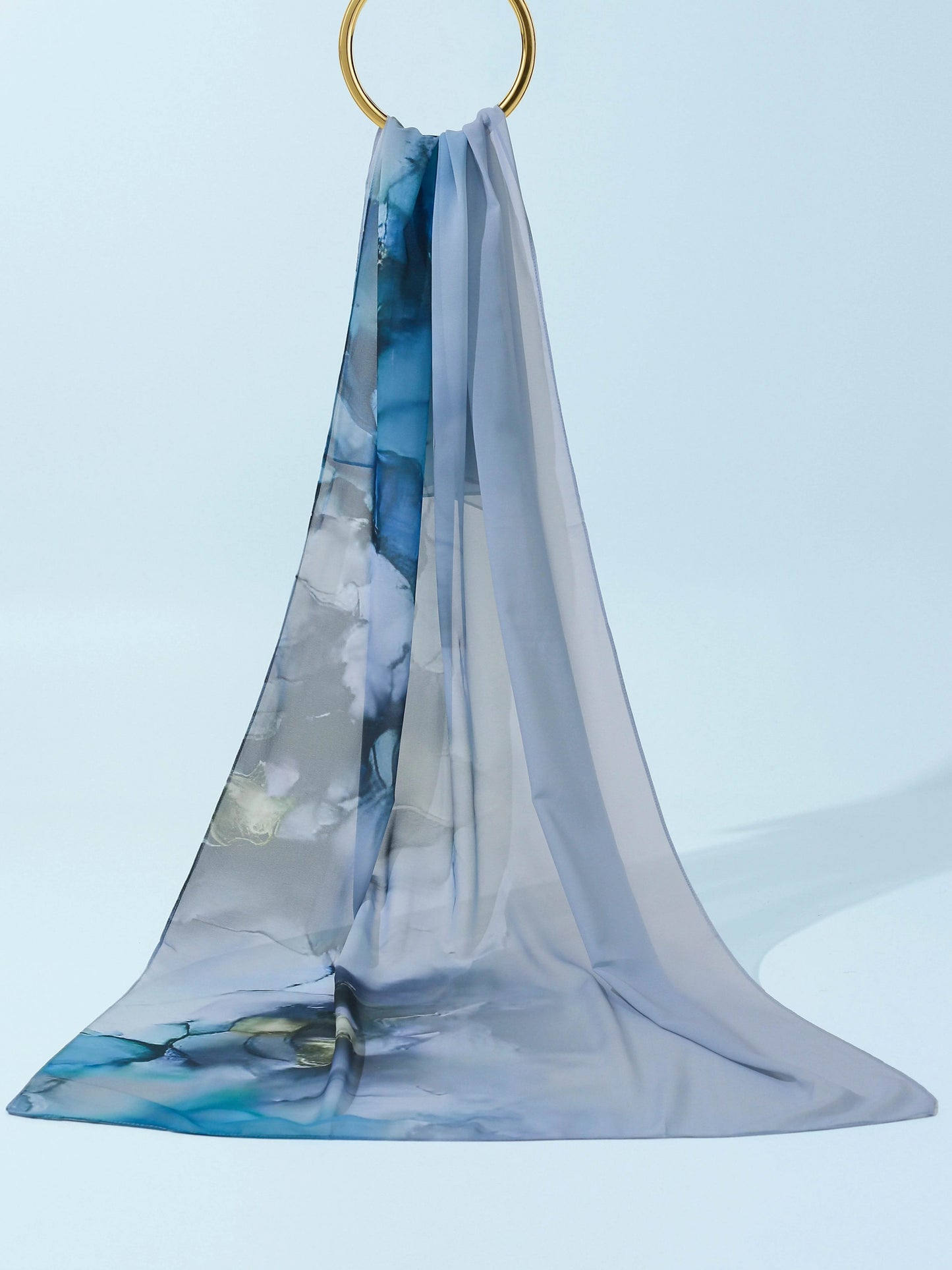 Digital Georgette Chiffon -Lotus Navy - Hijab Styles