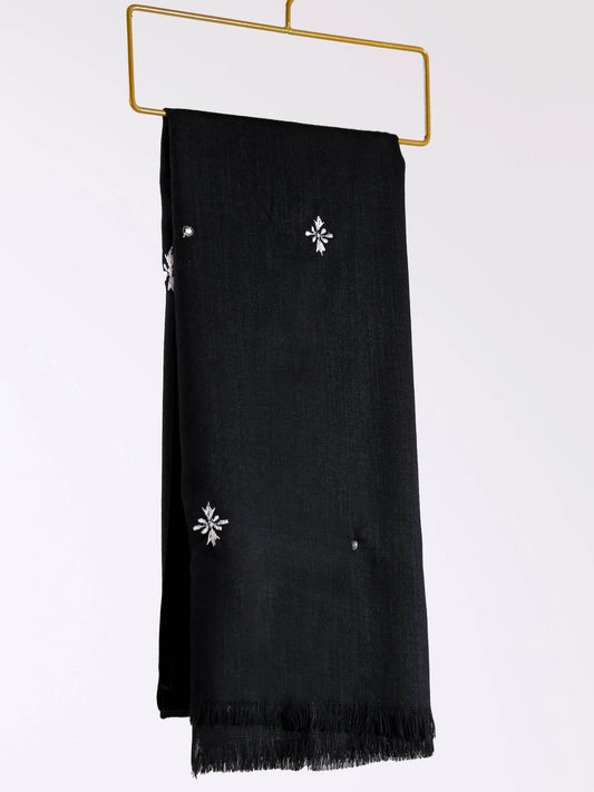 Embroidered Turkish Lawn Cashmere-Black - Hijab Styles