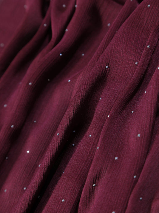 Luxury Maroon silk hijab for weddings and Eid