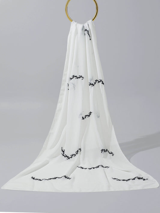 White Embroidered Hijab Pakistan