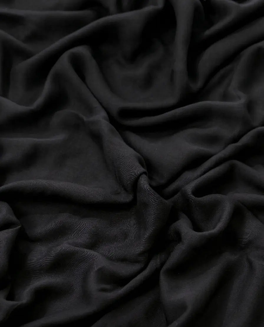 Close-up of dark black fabric with folds