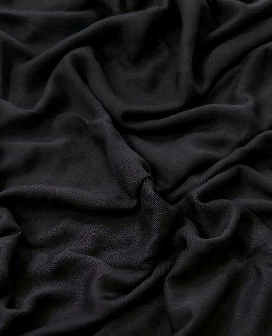 Close-up of dark black fabric with folds