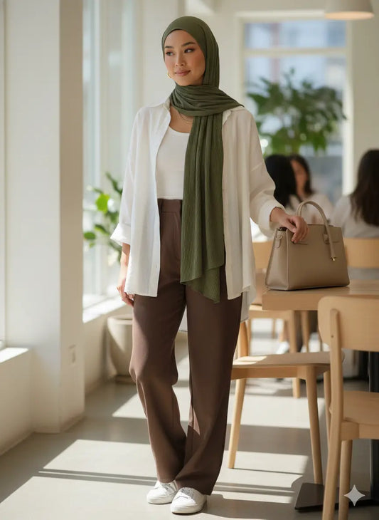 Warm ribbed jersey hijab for cold weather