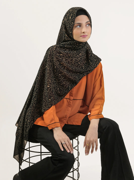 Block Print Chiffon Georgette Hijab Soft Fall