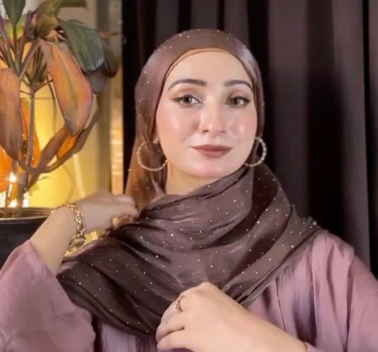 Diamante silk hijab collection Pakistan for weddings and formal wear