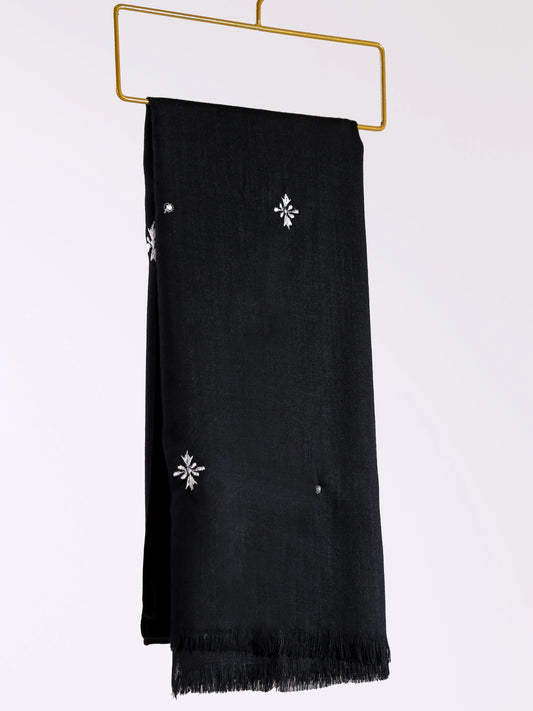 EMBROIDED TURKISH LAWN CASHMERE-Black - Hijab Styles