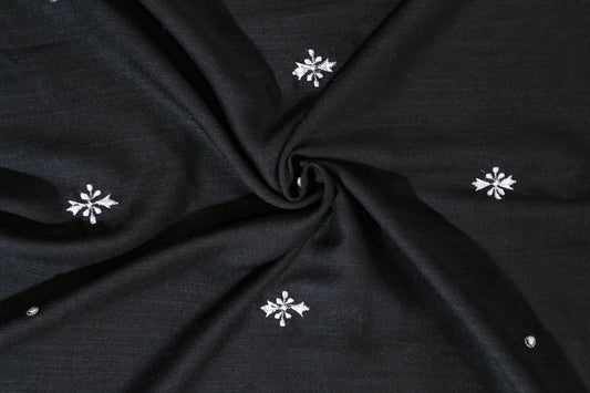 EMBROIDED TURKISH LAWN CASHMERE-Black - Hijab Styles