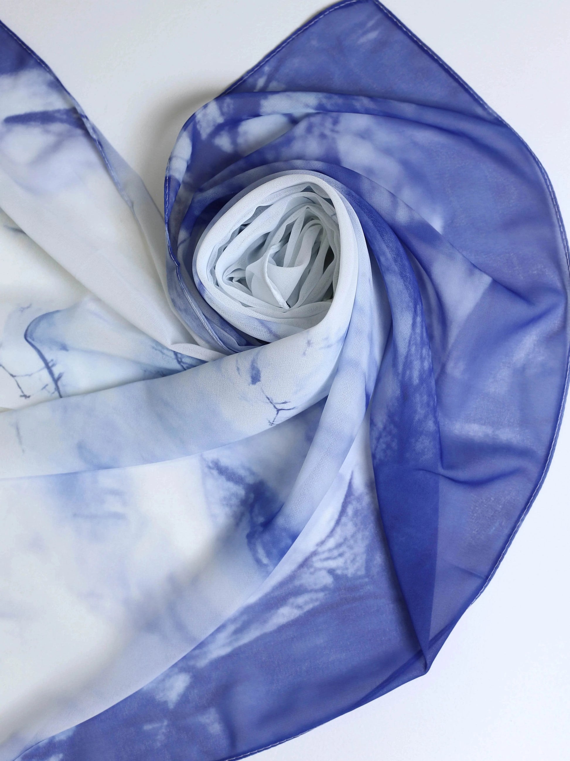 Digital Georgette Chiffon -Azure Ink - Hijab Styles