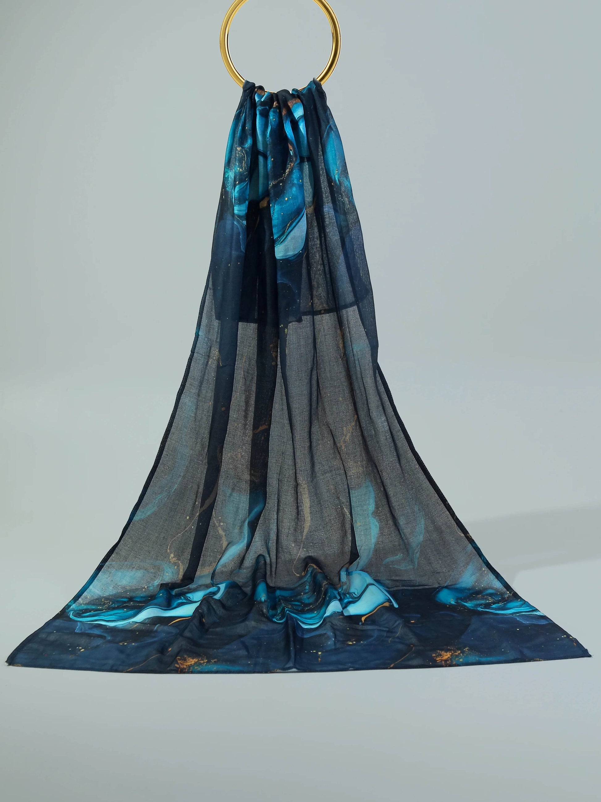 Digital Modal Stole -Rainy Blue - Hijab Styles