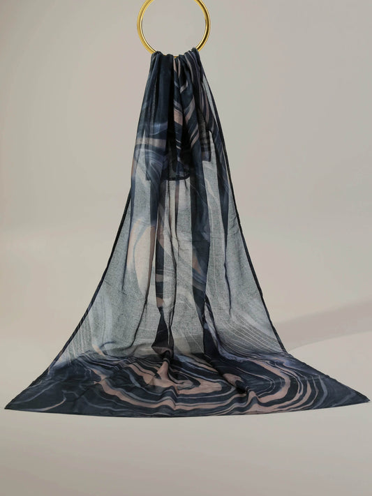 Digital Modal Stole -Stormy Marble - Hijab Styles