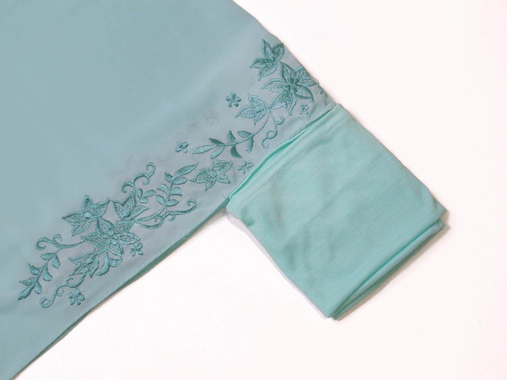 Embroided Instant Hijab-Aqua - Hijab Styles