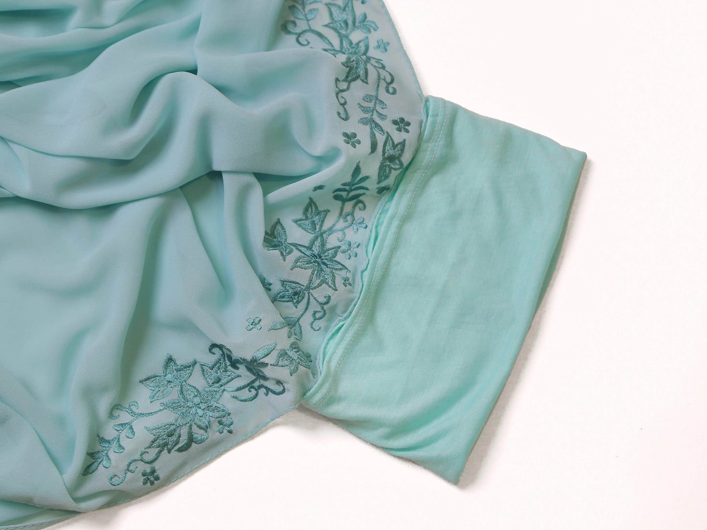 Embroided Instant Hijab-Aqua - Hijab Styles