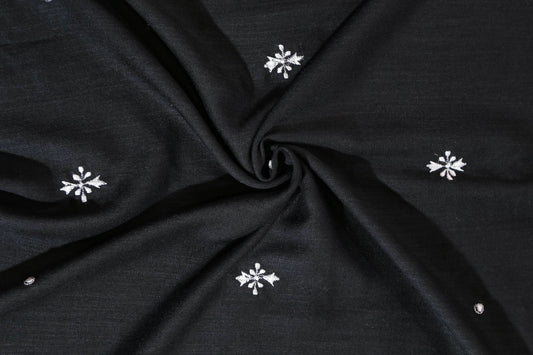 Embroidered Turkish Lawn Cashmere-Black - Hijab Styles