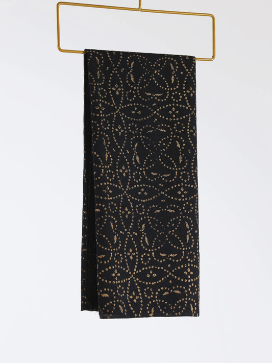 Chiffon Georgette Block Print-Black - Hijab Styles