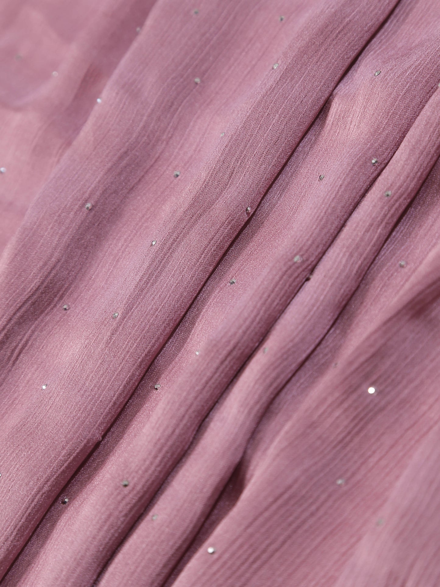 Soft textured fabric with small sparkling embellishments in Premium Diamante Silk Hijab - Dusky Pink color close-up view