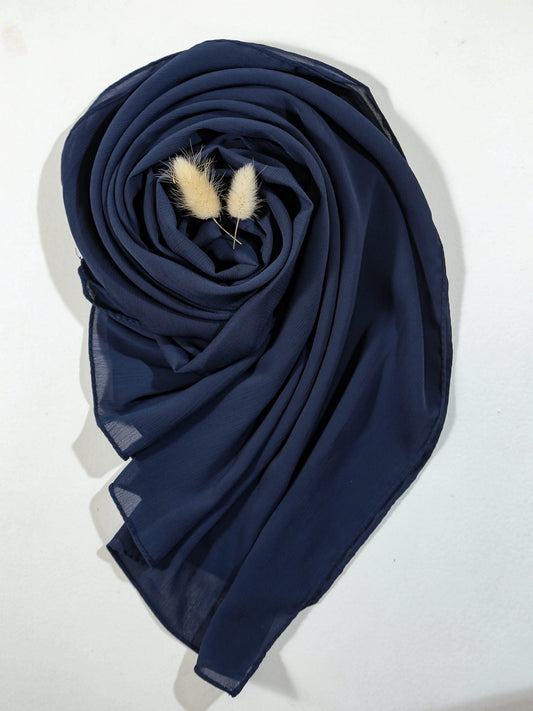 Crinkle Georgette - Navy Blue