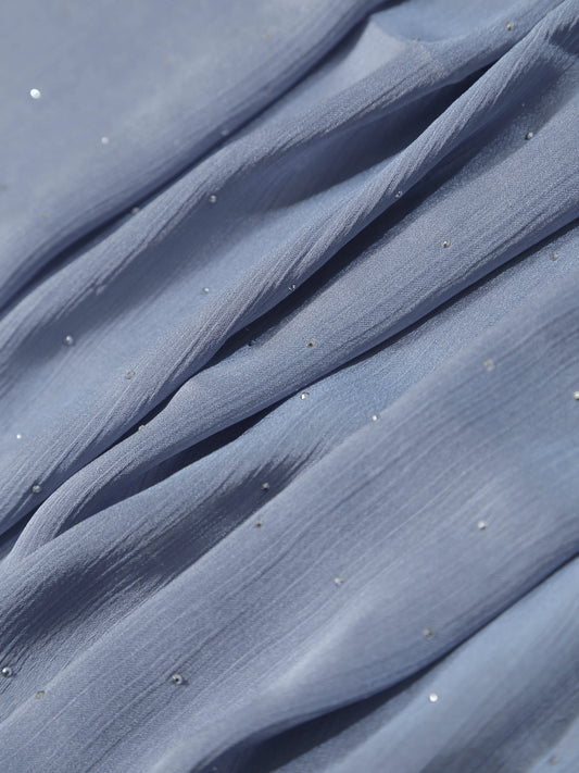 Luxury Arctic Blue silk hijab for weddings and Eid