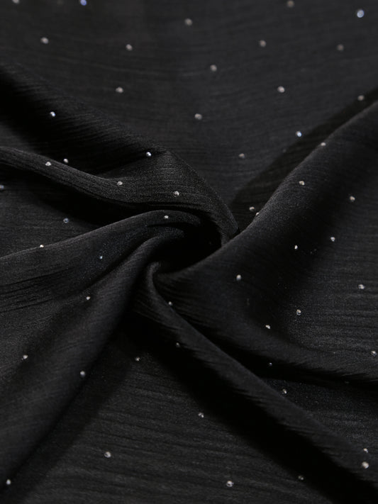 Luxury Black silk hijab for weddings and Eid