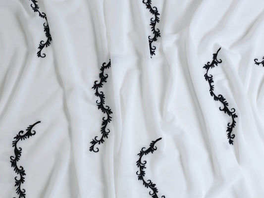 Premium White Georgette Embroidered Hijab
