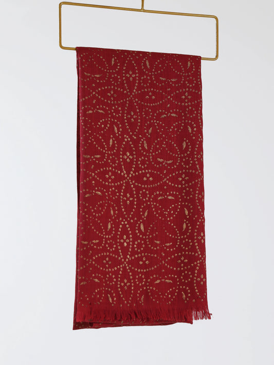 Turkish Modal Block Print Maroon Hijab Pakistan