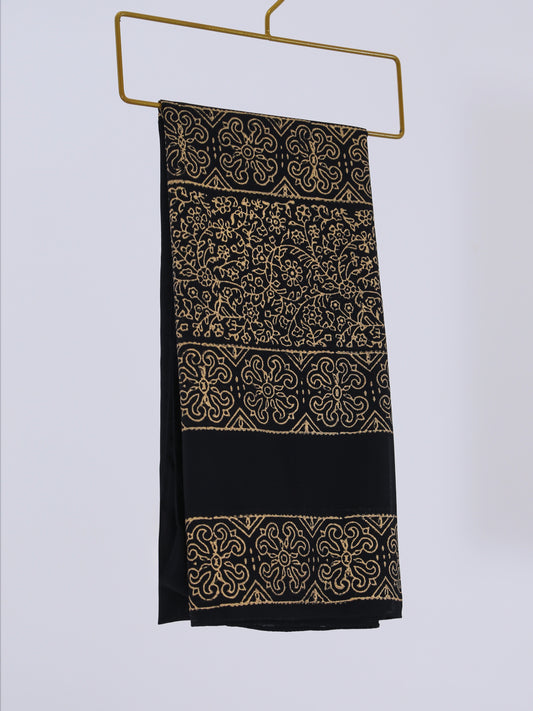 Premium Chiffon Georgette Block Print-Black