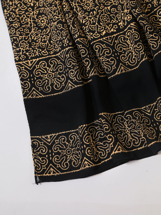 Premium Chiffon Georgette Block Print-Black