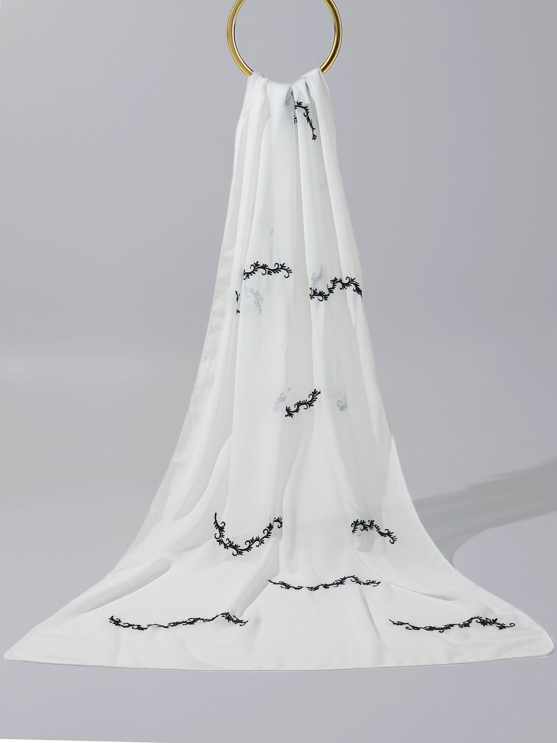 Embroidered Georgette Chiffon-Embroidered Vines - Hijab Styles