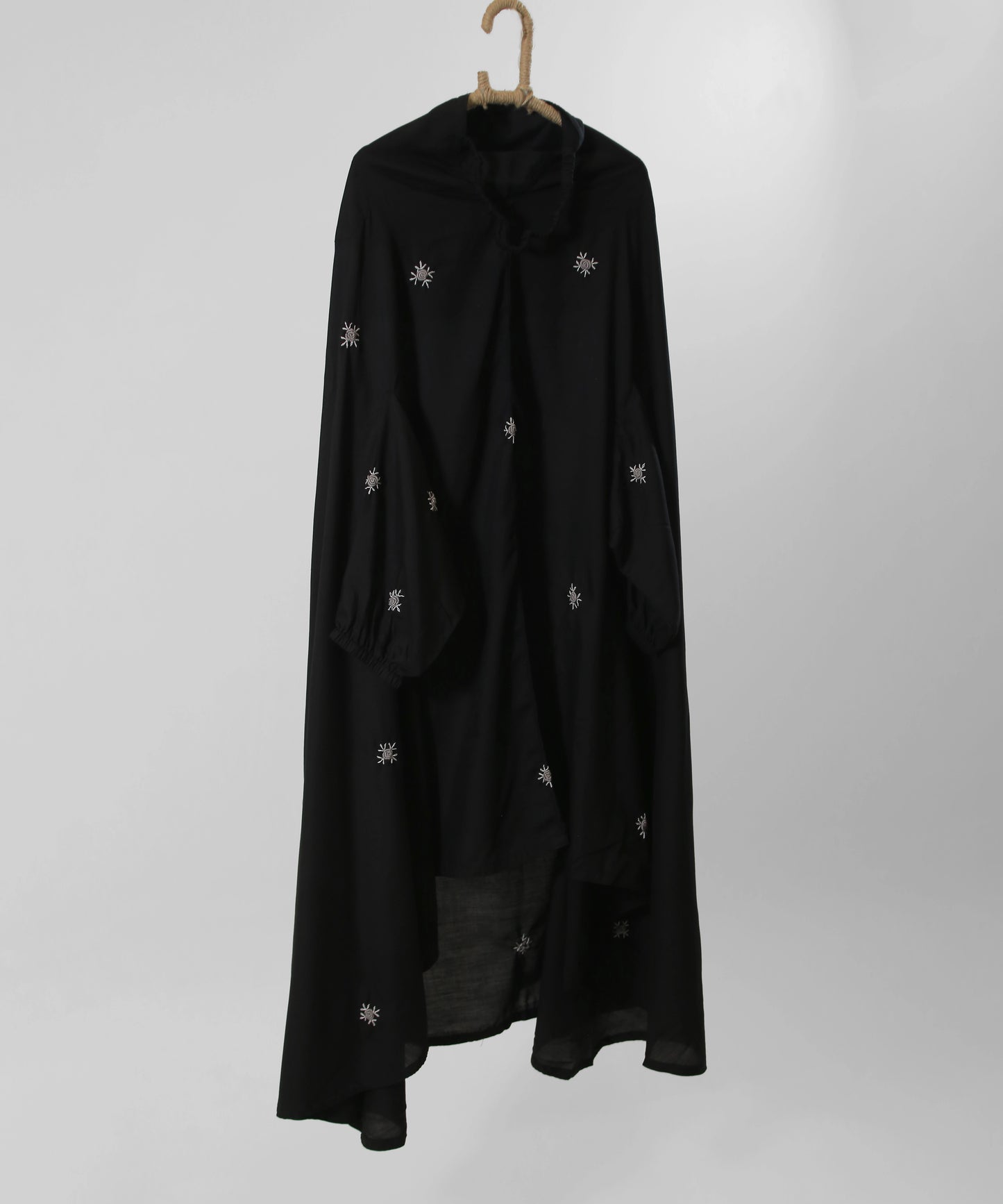 Black embroidered namaz chadar for women in Pakistan full coverage prayer wear