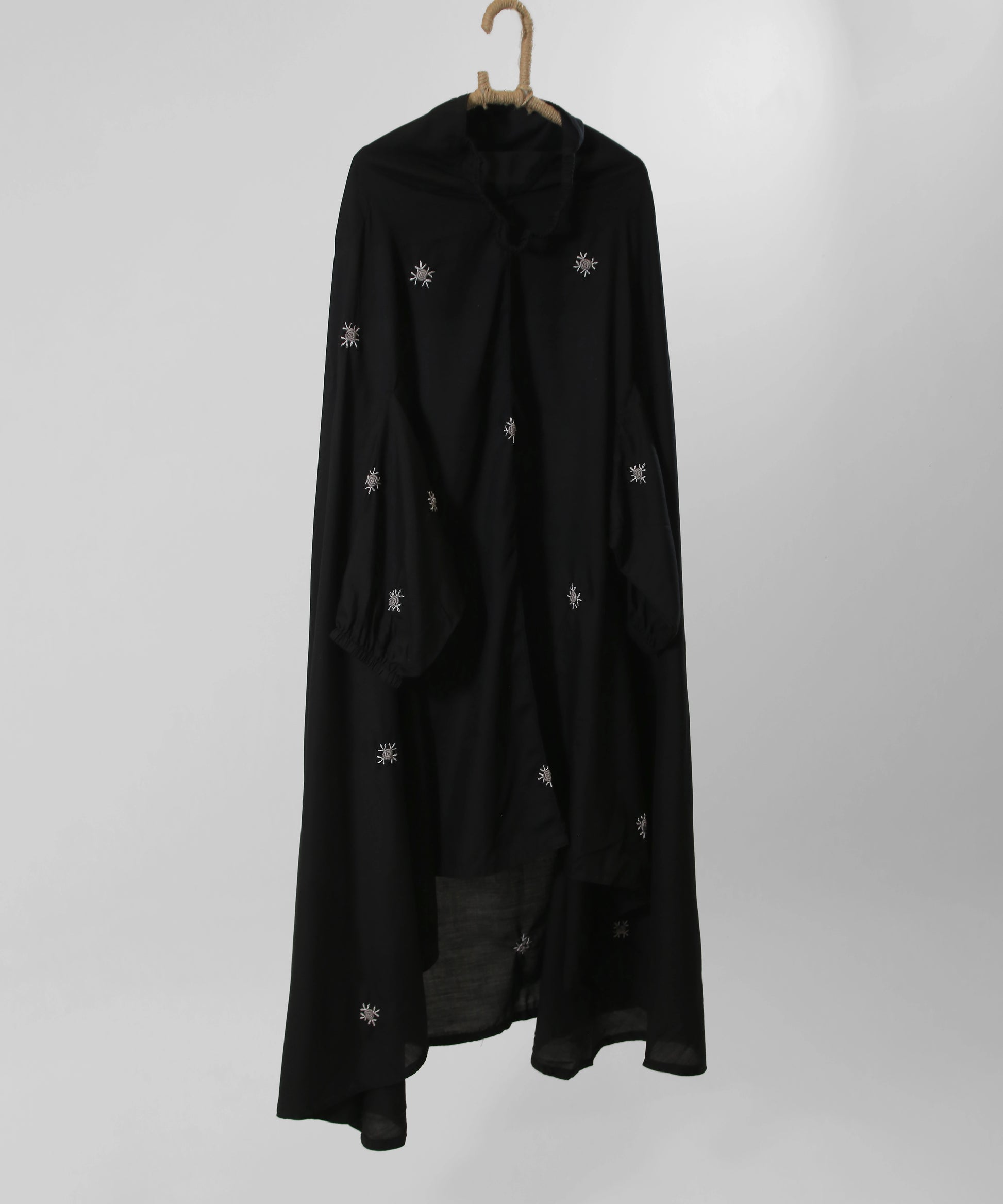 Black embroidered namaz chadar for women in Pakistan full coverage prayer wear