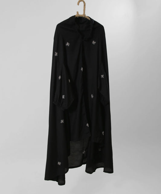 Black embroidered namaz chadar for women in Pakistan full coverage prayer wear