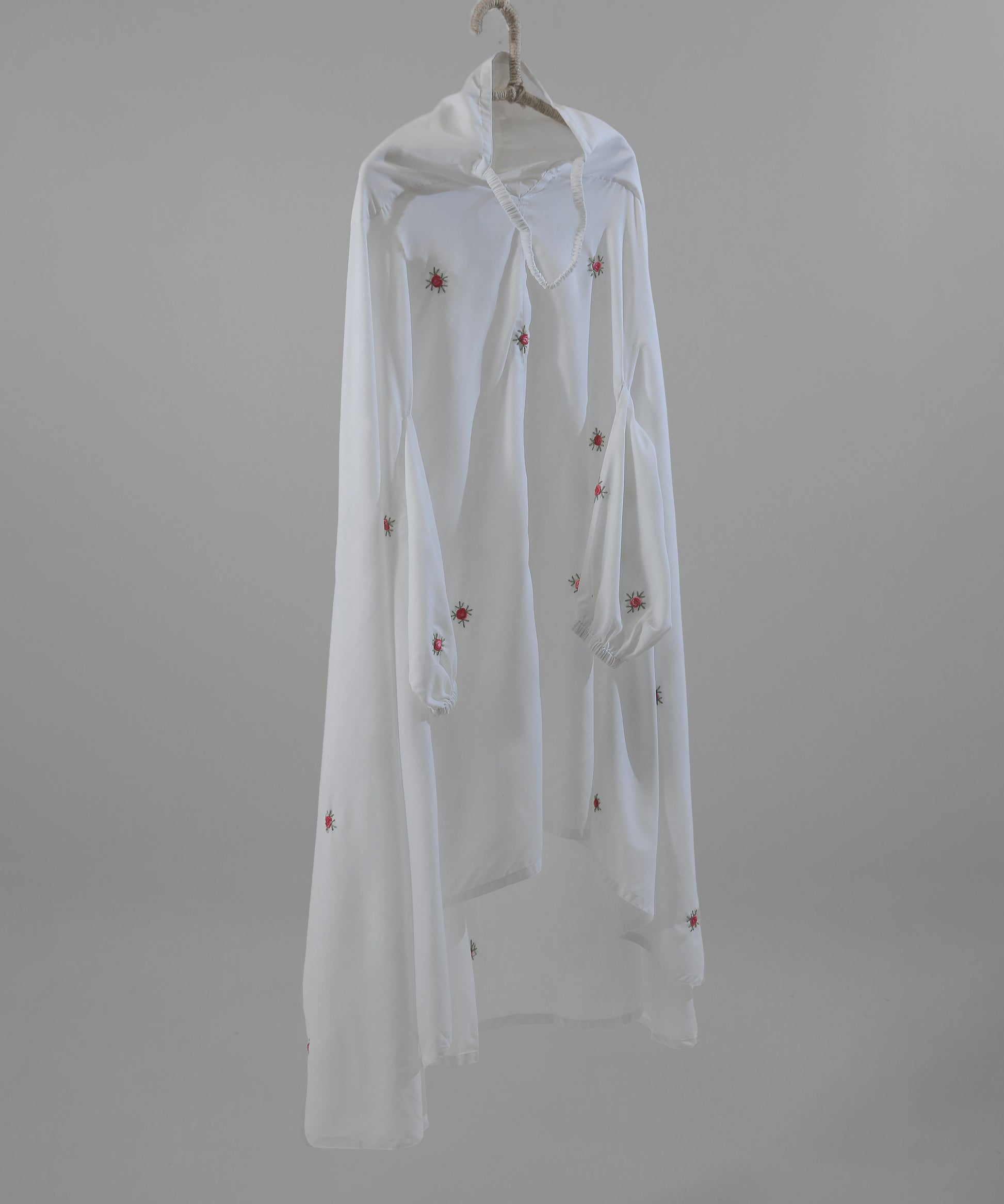 White embroidered namaz chadar elegant prayer wear for women, Pakistan