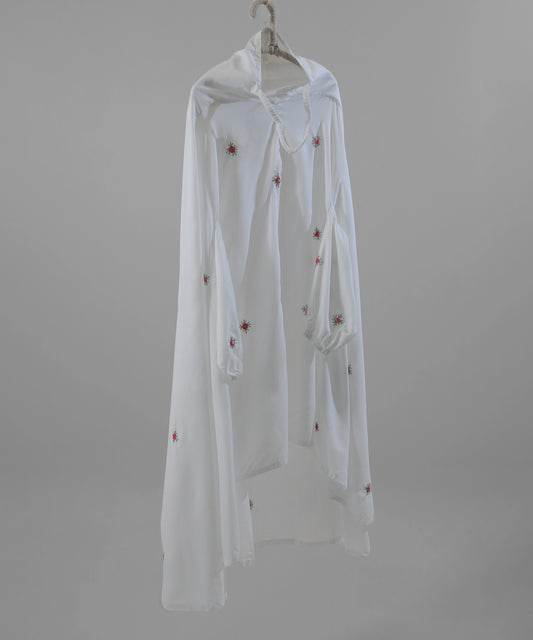 White embroidered namaz chadar elegant prayer wear for women, Pakistan